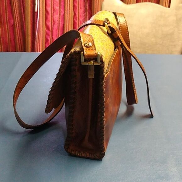 Patricia Nash Leather Shoulder Crossbody Floral Scalloped Edge Brown Bag - Picture 2 of 16